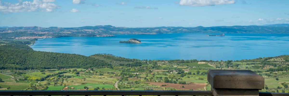 Panoramic sight in Montefiascone over the Bolsena Lake, province of Viterbo, Lazio, central Italy.